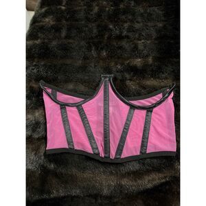 Daisy Corsets Top Drawer Black & pink Sheer Curvy Cut Corset S